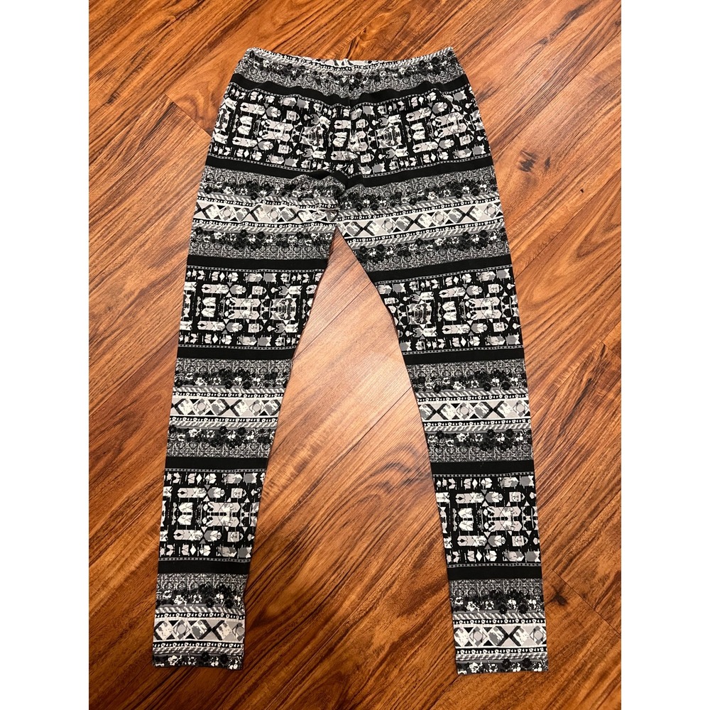 Leggings Women Large Black White Boho Light Grunge Edgy Festival Punk Goth Y2K